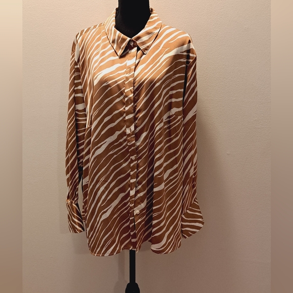 📌Sz XXL | Tan/Cream Long Sleeve Top | a new day - Picture 6 of 13